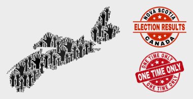 Seçim Nova Scotia İl Haritası ve Grunge One Time Sadece Damga Mührü Kompozisyon