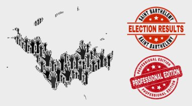 Oy Saint Barthelemy Haritası ve Distress Professional Edition Damga Mührü Kompozisyonu