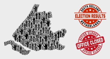 Oylama Güney Hollanda Haritası ve Sıkıntı Ofisi Kapalı Damga Kompozisyon