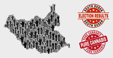 Oylama Güney Sudan Haritası ve Sıkıntı Saf Esrar Filigran Kolaj