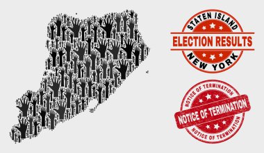Seçim Staten Island Haritası ve Fesih Filigran Çizik Bildirimi Kompozisyon