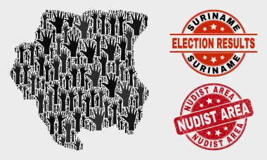 Seçim Surinam Haritası ve Sıkıntı Nudist Alan Mührü Kompozisyonu