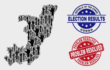 Kongo Cumhuriyeti Haritası ve Sıkıntı Sorunu Çözümlü Damga Mührü Kompozisyonu