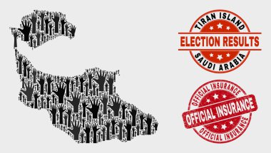 Oylama Tiran Adası Haritası ve Çizilen Resmi Sigorta Damgası Kompozisyonu