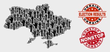 Anket Ukrayna Haritası ve Çizik Nonstop Filigran Kolaj