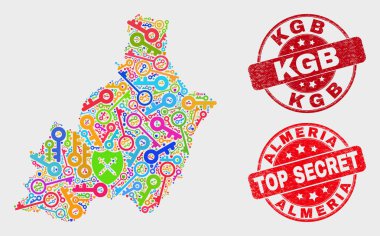 Safeguard Almeria İl Haritası ve Grunge Kgb Filigranı Kompozisyonu