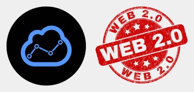 Vektör Grafiği Bulut Simgesi ve Grunge Web 2.0 Damgası
