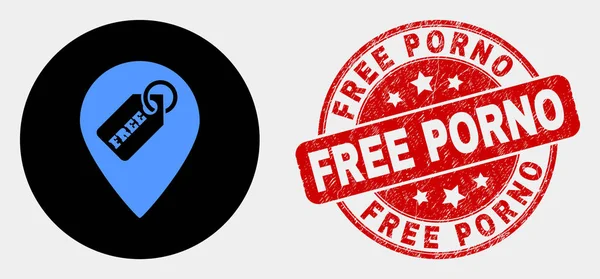 Vector Free Tag Marker Icono y Grunge Free Porno Sello de sello — Archivo Imágenes Vectoriales