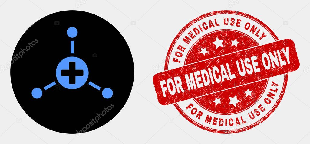 Vector Medical Center Links Icon and Scratched For Medical Use Only Stamp