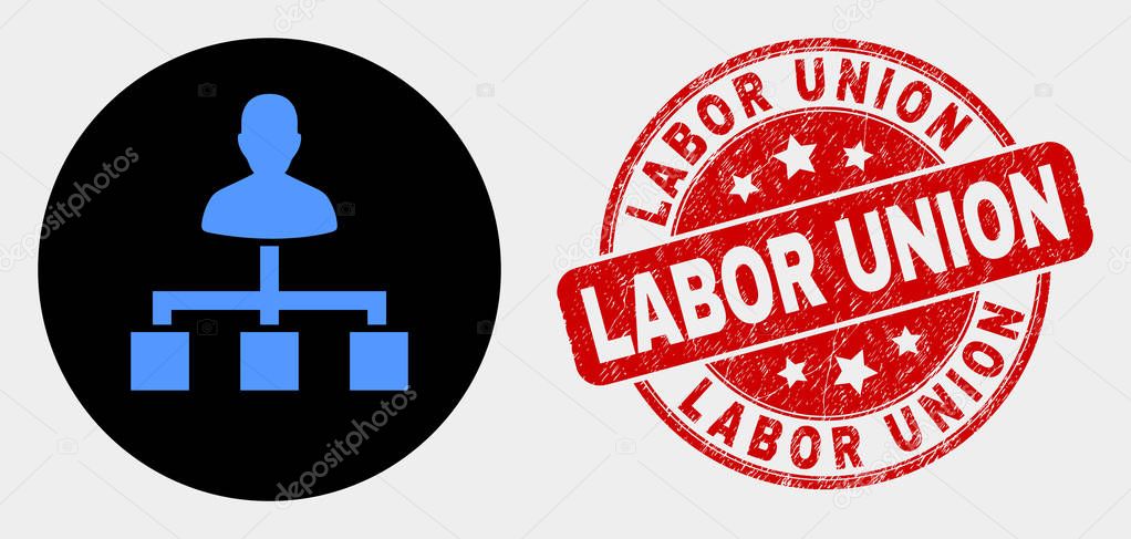 Vector User Links Icon and Grunge Labor Union Seal