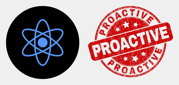 Vektor Atom ikon és a stressz proaktív Seal — Stock Vector