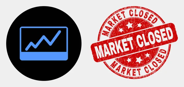 Graphique des stocks vectoriels Icône et sceau fermé du marché de Grunge — Image vectorielle