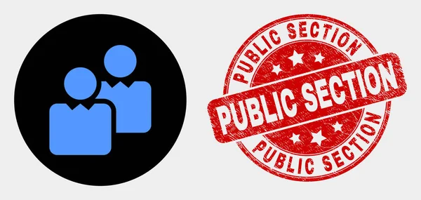 Ikona użytkowników wektorowych oraz pieczęć publiczna sekcji zagrożenia — Wektor stockowy