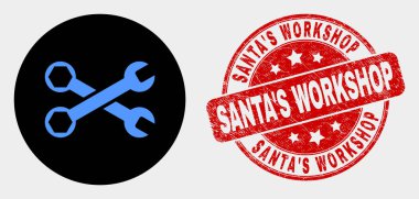 Vektör Wrenches Simgesi ve Sıkıntı Santas Atölye Seal