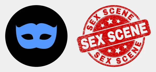Vektor private Maske Symbol und zerkratzte Sex-Szene Wasserzeichen — Stockvektor