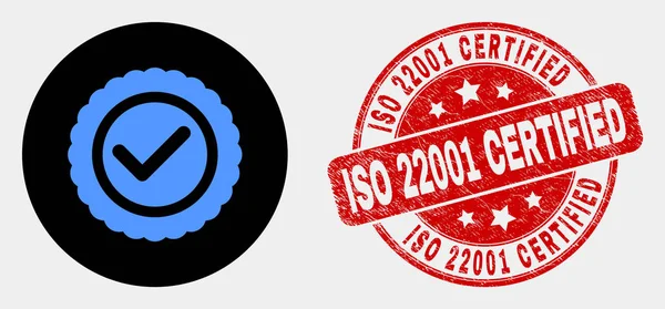 Vektor genehmigen Siegel-Symbol und Segen ISO 22001 zertifiziertes Siegel — Stockvektor