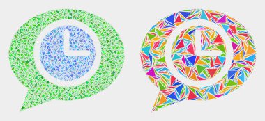 Vektör Saat Mesaj Balon Üçgen Elemanları Mozaik Simgesi