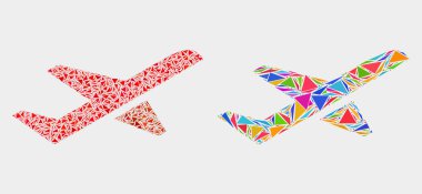 Vektör Uçak Kalkış Mozaik Üçgen Öğeler Simgesi