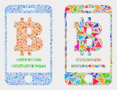 Vektör Mobil Bitcoin Bankası Üçgen ÖğelerIn Mozaik Simgesi