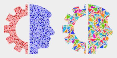 Vektör Kafa Dişli Üçgenler Mozaik Simgesi