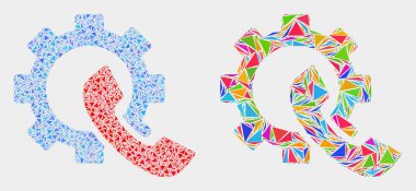 Vektör Telefon Alıcısı Dişli Üçgen Öğeler Mozaik Simgesi