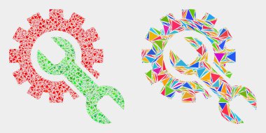 Vektör Kurulum Araçları Üçgen Öğelerin Mozaik Simgesi