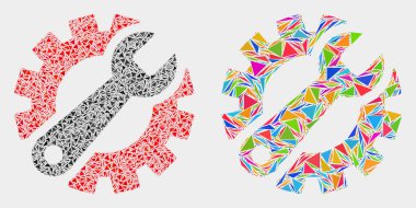 Vektör Dişli Araçları Üçgen Elemanları mozaik simgesi