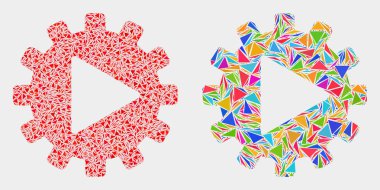 Vektör Başlangıç Dişli Otomasyon üçgen öğelerin mozaik simgesi