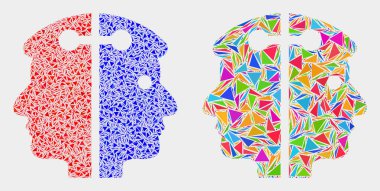 Vektör Çift Kafa Bağlantı Mozaik ÜçgenLer Simgesi