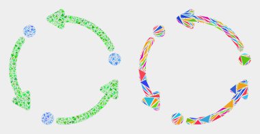 Vektör Rotasyon Okları Üçgen Öğelerin Mozaik Simgesi