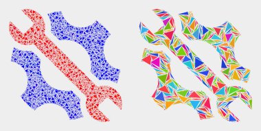 Vektör Tamir Araçları Üçgen Öğelerin Mozaik Simgesi