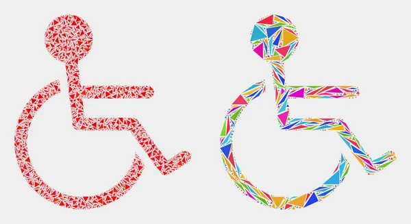 Icône vectorielle de mosaïque de personne en fauteuil roulant des éléments de triangle — Image vectorielle
