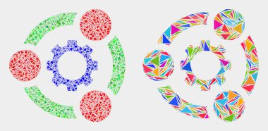 Vektör Endüstriyel İşbirliği Üçgen Öğelerin Mozaik İkonu