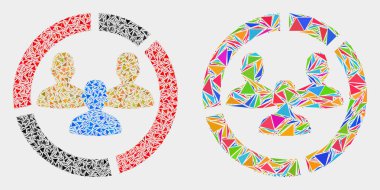 Vektör Sosyal Pasta Grafiği Üçgen Öğelerin Mozaik Simgesi