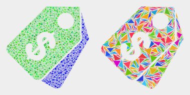 Vektör Dolar Etiketler üçgen elemanlarımozaik simgesi