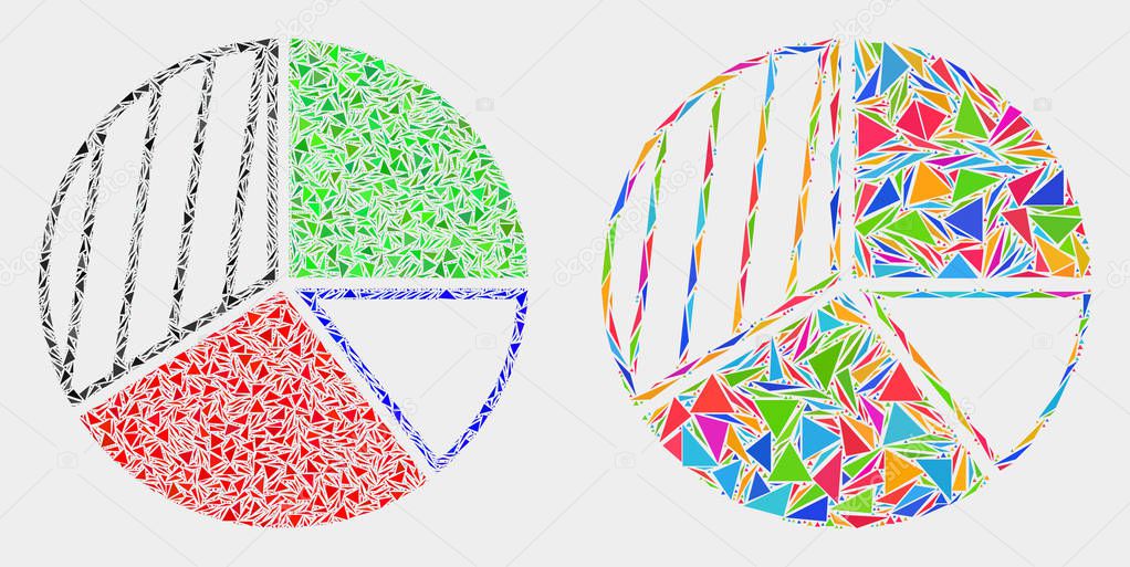 Vector Pie Chart Mosaic Icon of Triangle Items