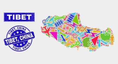 Kolaj Servisi Tibet Haritası ve Sıkıntı Tibet, Çin Damga Mührü