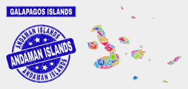 Mozaik Araçlar Galapagos Adaları Haritası ve Sıkıntı Andaman Adaları Seal