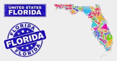 Mozaik Servisi Florida Devlet Haritası ve Sıkıntı Florida Seal