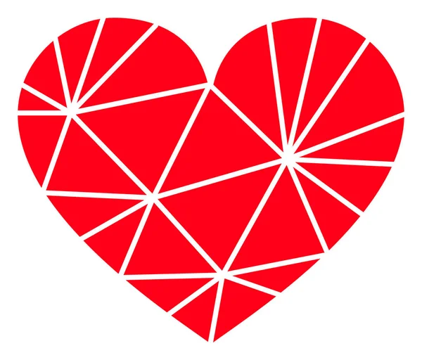 Ράστερ πολυγωνικό είδωλο αγάπης καρδιά σε λευκό φόντο — Φωτογραφία Αρχείου
