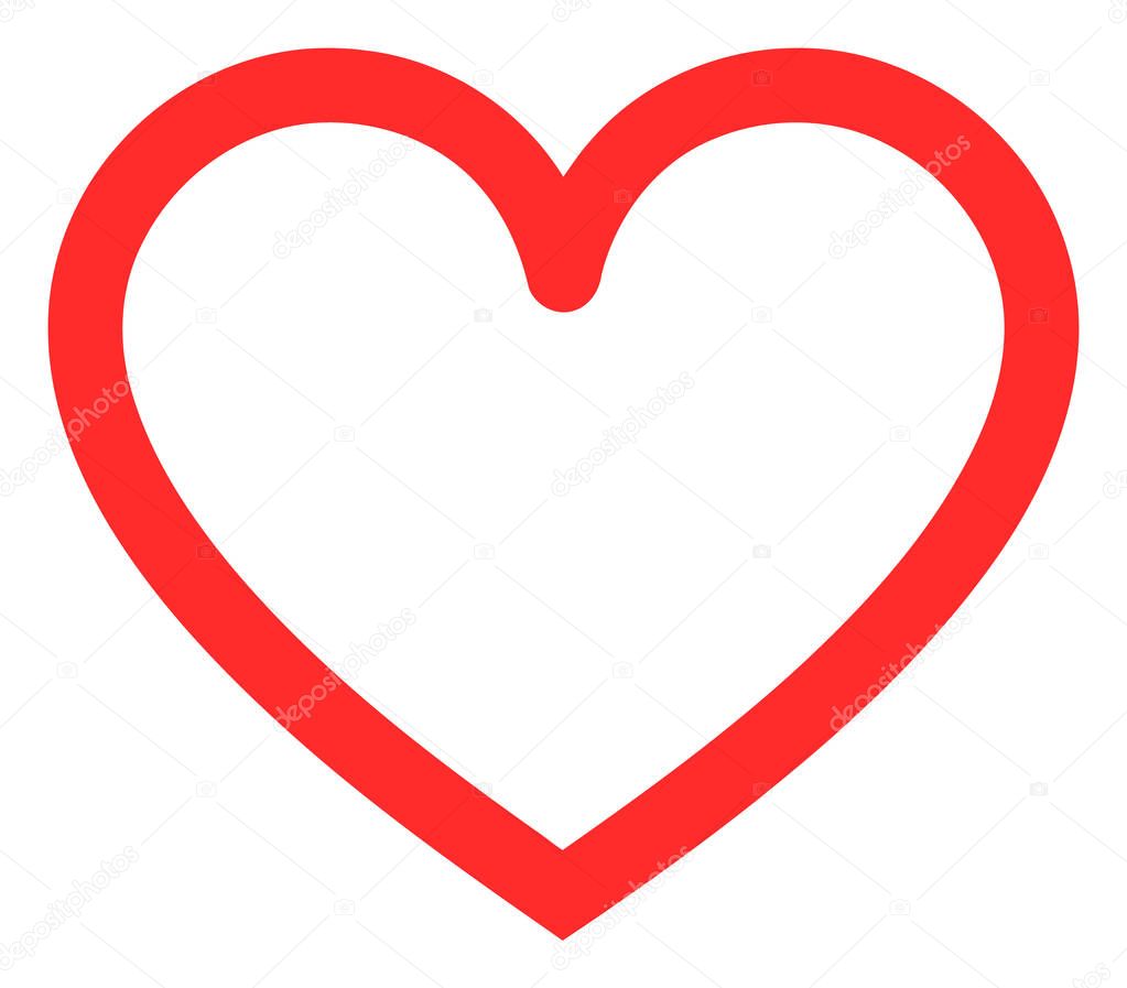 Raster Contour Heart Icon on White Background
