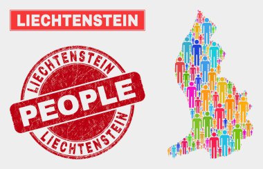 Lihtenştayn Haritası Nüfus İnsanlar ve Dokulu Filigran