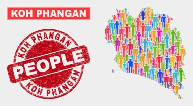 Koh Phangan Harita Nüfus İnsanlar ve Grunge Seal