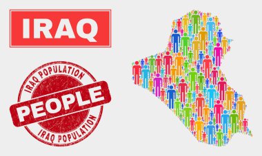 Irak Haritası Nüfus İnsanlar ve Kauçuk Damga