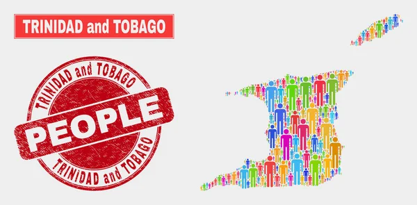 Trinidad e Tobago Mappa Popolazione Demografia e filigrana corrotta — Vettoriale Stock