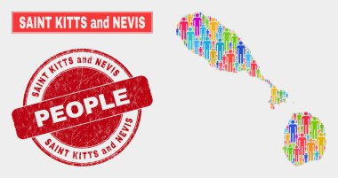 Saint Kitts ve Nevis Harita Nüfus İnsanlar ve Kirli Filigran