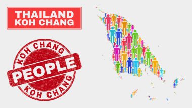 Koh Chang Harita Nüfus İnsanlar ve Çizik Damga Seal