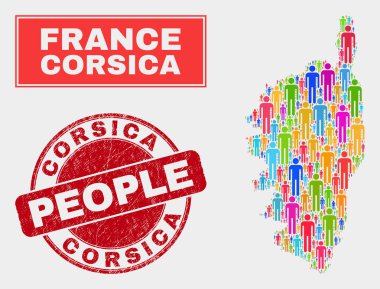 Korsika Harita Nüfus İnsanlar ve Aşınmış Seal