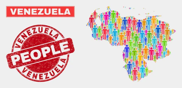 Venezuela Carte Démographie de la population et phoque gris — Image vectorielle