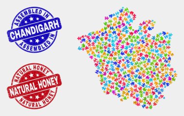 Bileşen Chandigarh Şehir Haritası ve Sıkıntı Monte ve Doğal Bal Filigranlar